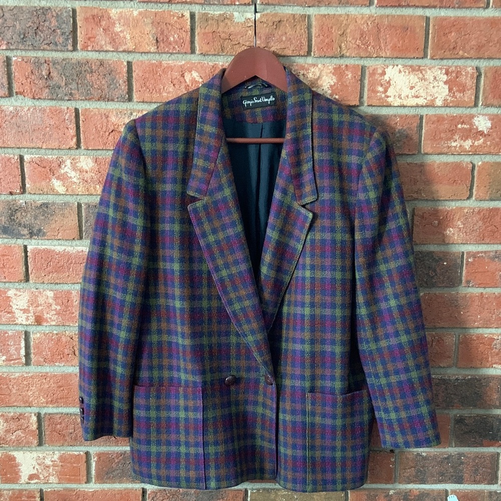 Vintage Giorgio Sant Angelo Plaid Blazer with Multicolor Check Pattern